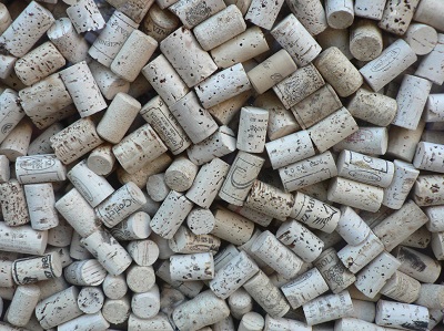 Large group of wine corks - green construction