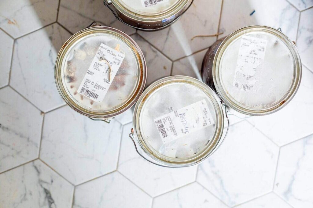 Hacks For Eco-Friendly Painting 8 Top view of paint cans - hacks for eco-friendly painting