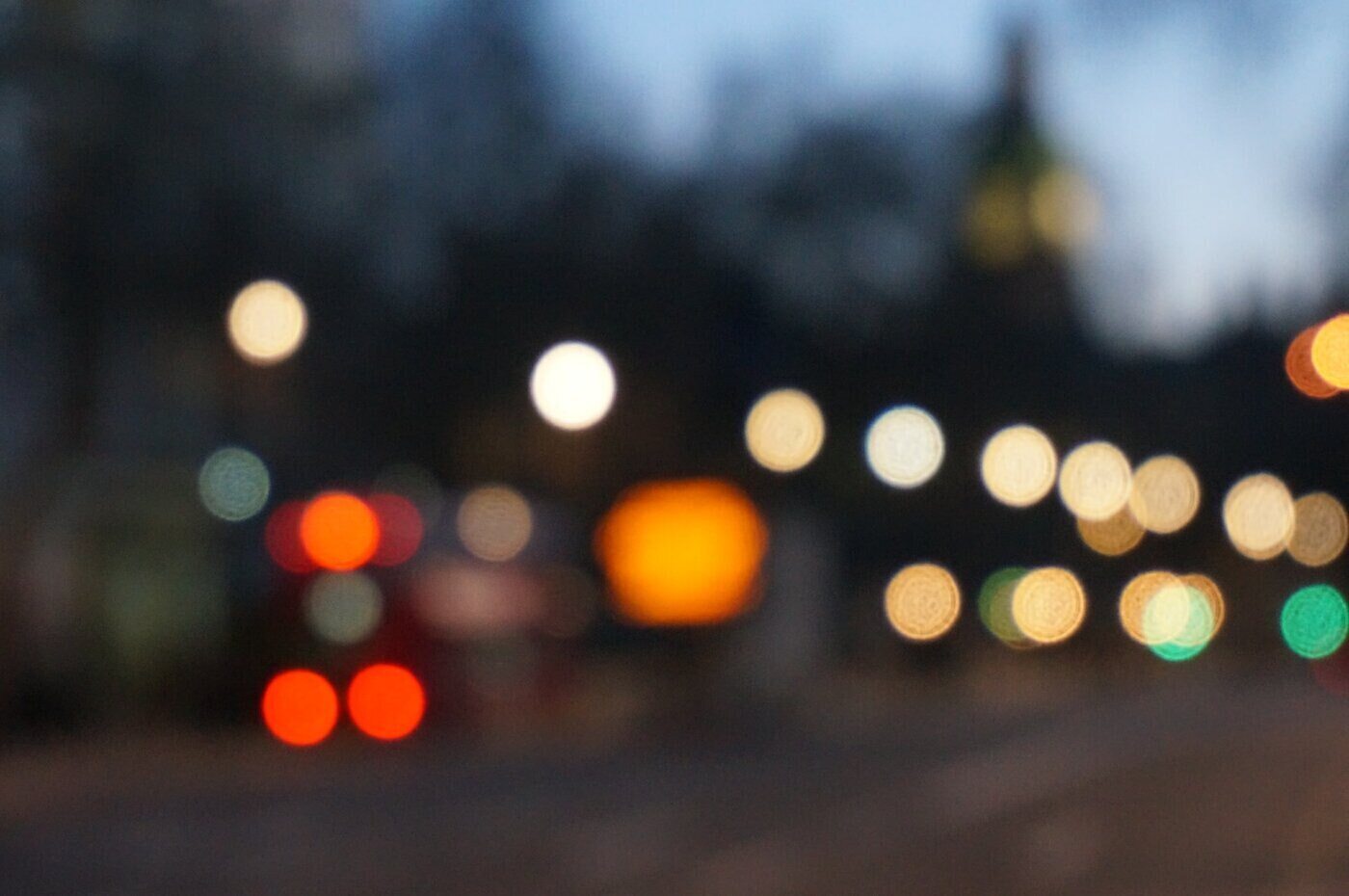 Blurred image of streetlights - saving money and energy with solar led streetlights