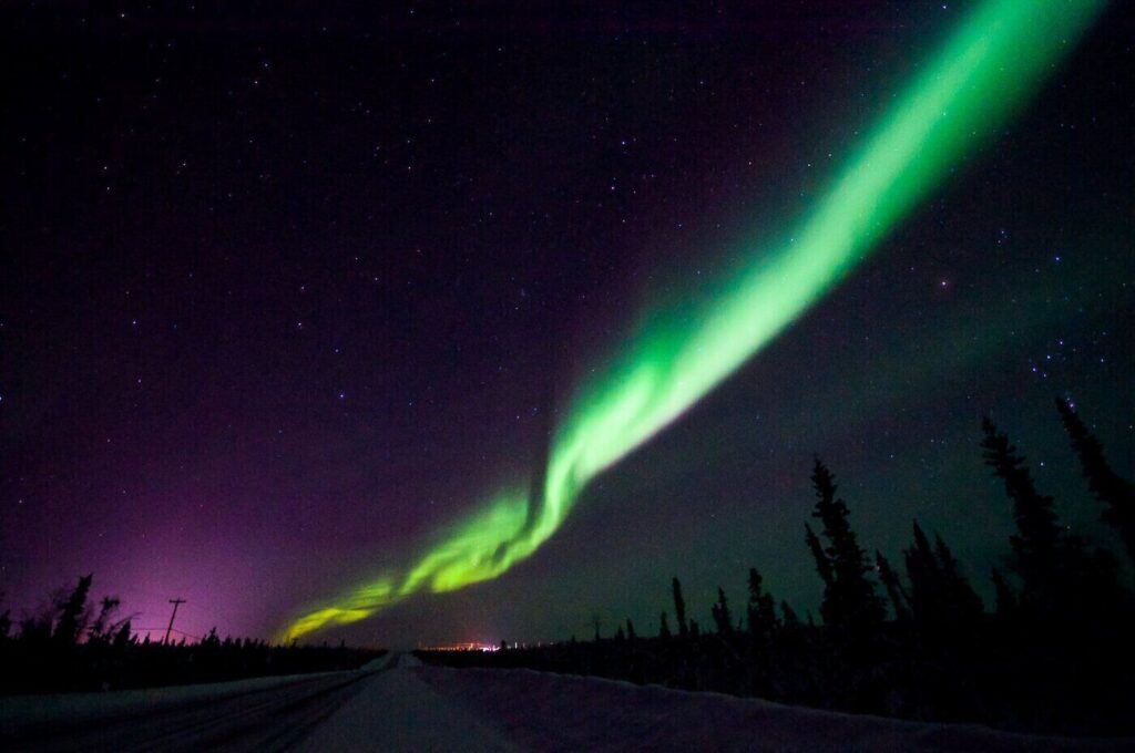 Northern lights outside inuvik - wind project brings clean energy to inuvik