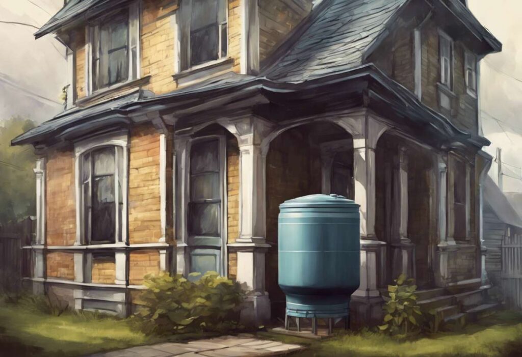 Water storage tank beside victorian house
