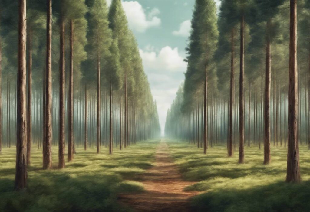 Large forest with sustainable timber