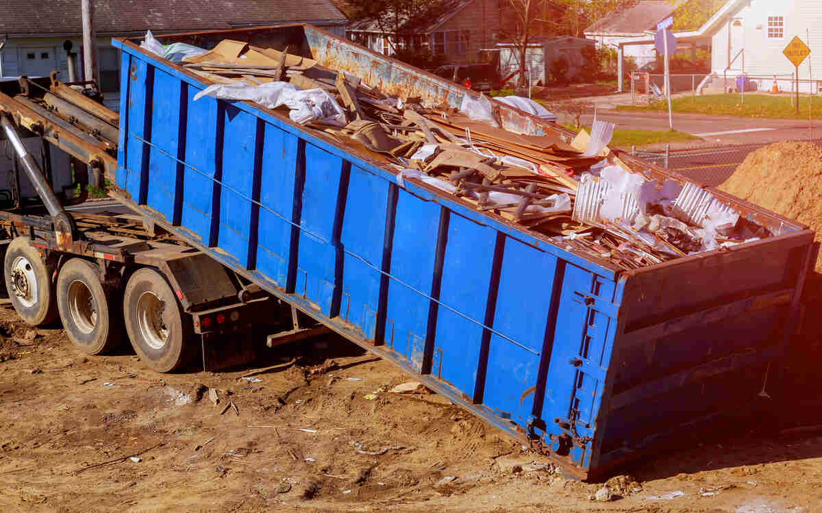 Dumpster full of construction debris