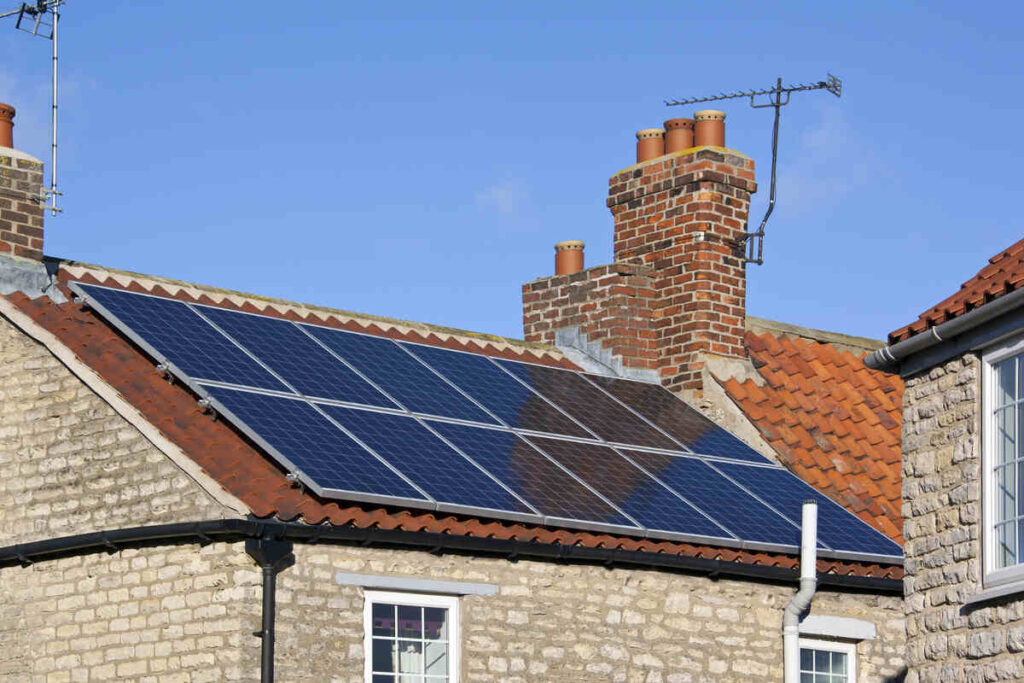 Solar panels on roof of house