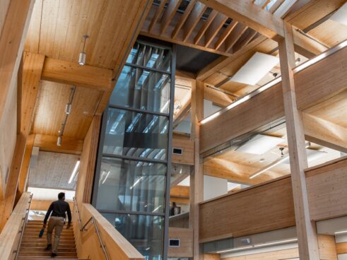 Building Canada Strong With Mass Timber 5 Trca office elevator - mass timber construction